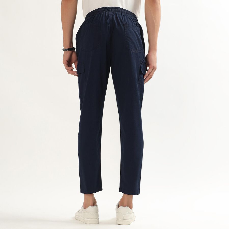 Men's Jet Black Regular Fit Cargo Track Pants, Navy Blue, large image number null