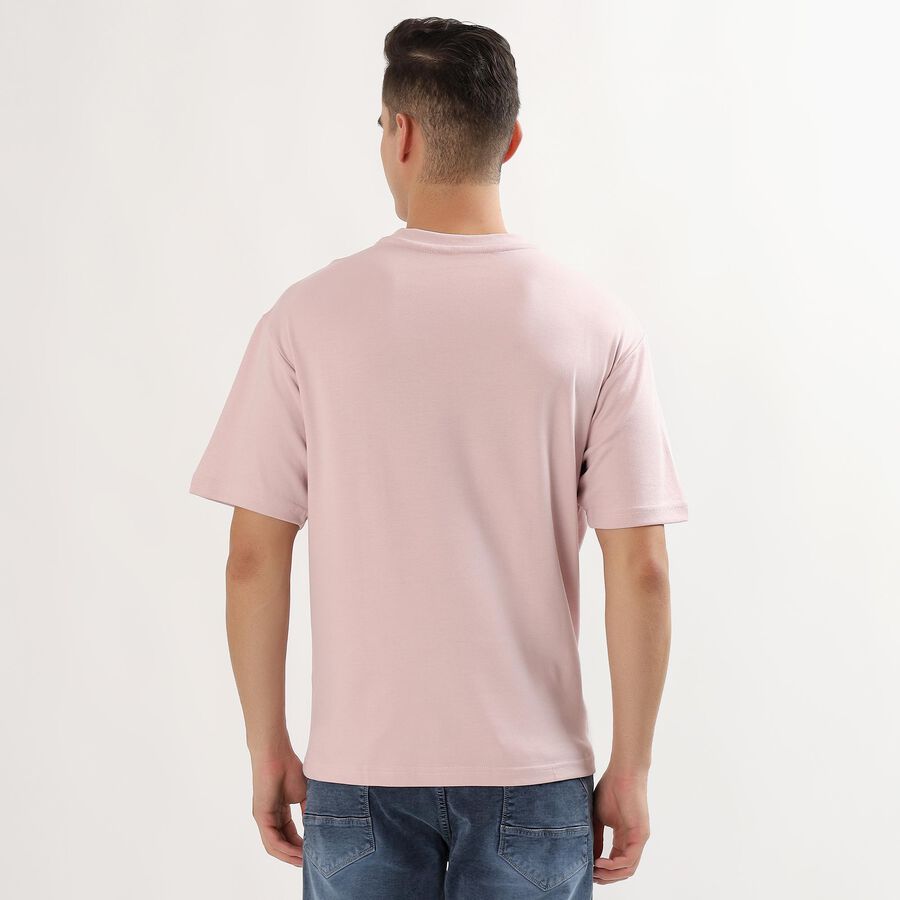 Men's Light Pink Round Neck Casual T-Shirt, Light Pink, large image number null