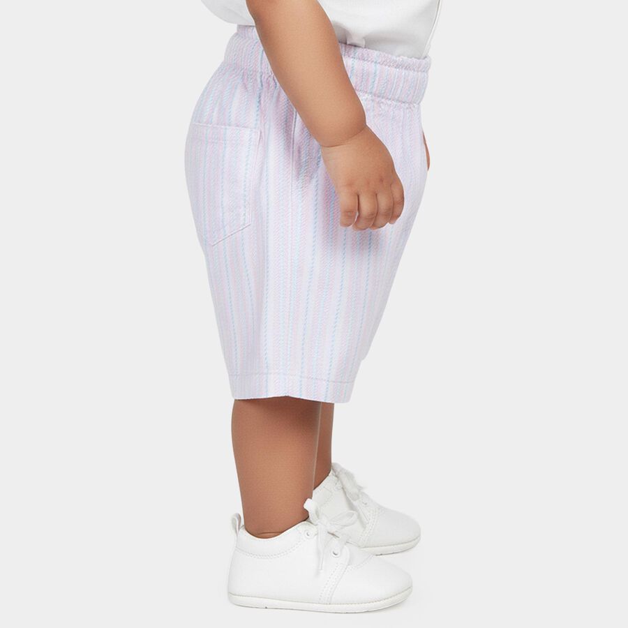 Infants' Light Pink Regular Fit Striped Half Pant, हल्का गुलाबी, large