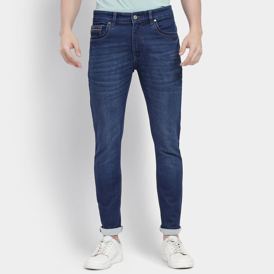 Men's Slim Fit Jeans, मध्यम नीला, large image number null