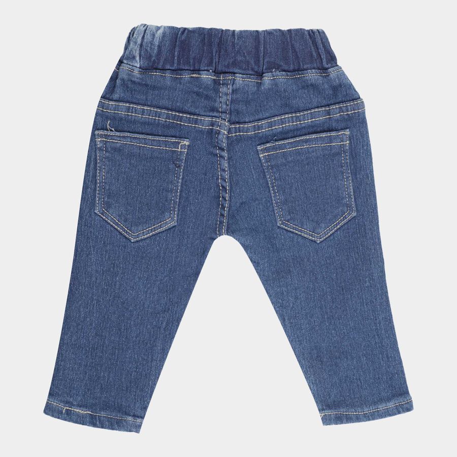 Infants Basic Wash with Embroidery Elasticated Jeans, Dark Blue, large image number null