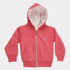 Girls Coral Pink Hooded Casual Sweatshirt, Coral, small image number null