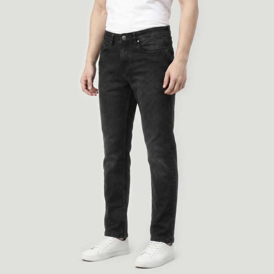Men's Dark Grey Slim Fit Solid Jeans, गहरा ग्रे, large