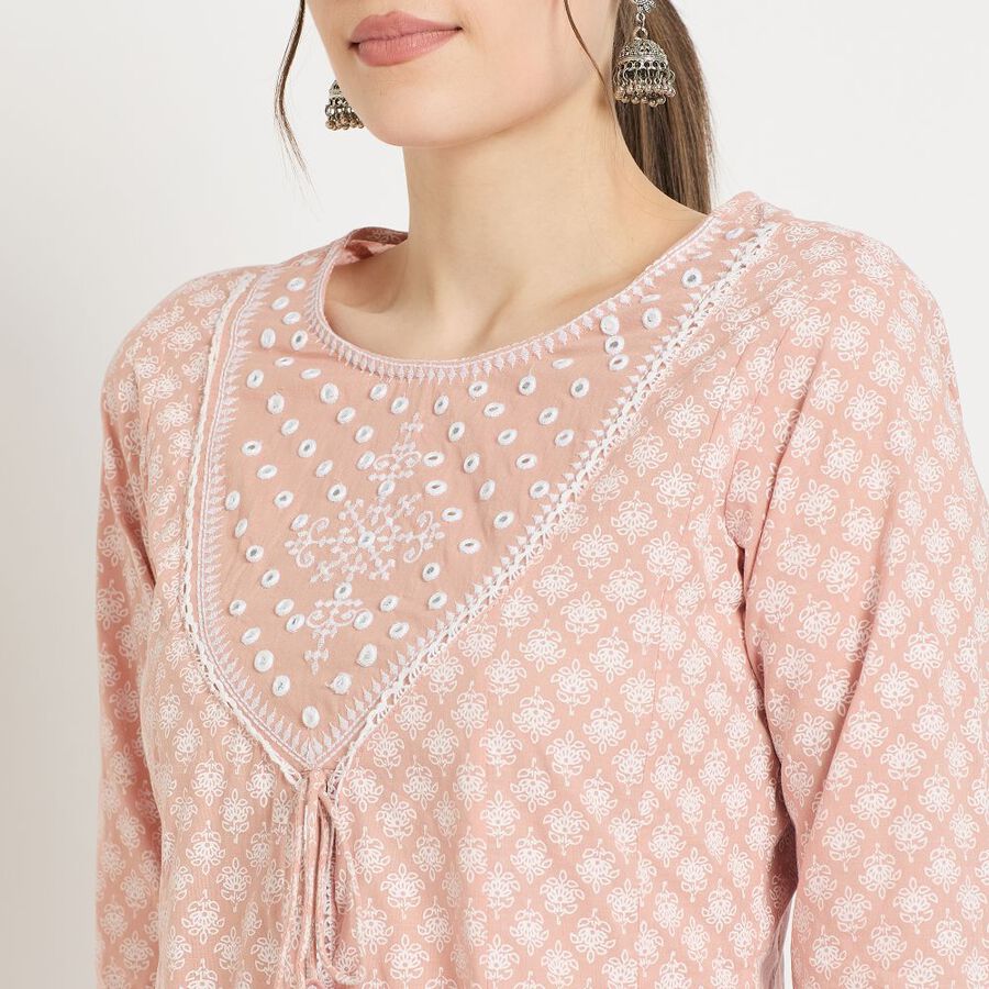 Ladies' Cotton Kurta, हल्का गुलाबी, large image number null