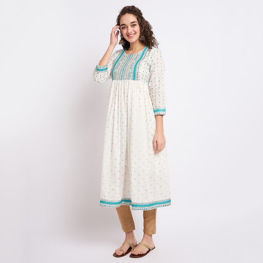 Ladies' 100% Cotton Kurta, Aqua, large image number null