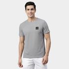 Men's Grey Round Neck Athleisure Drifit T-Shirt, Light Grey, small
