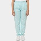 Girls Light Blue Straight Fit Floral Printed Pyjama, एक्वा, small