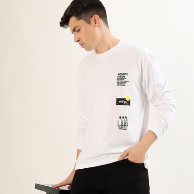 Men's Bright Snow White Crew Neck Casual T-Shirt