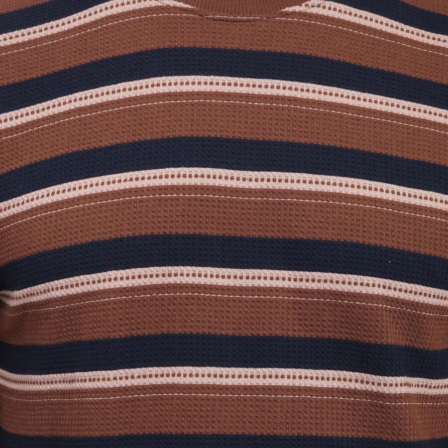 Men's Round Neck Half Sleeves T-Shirt , Brown, large