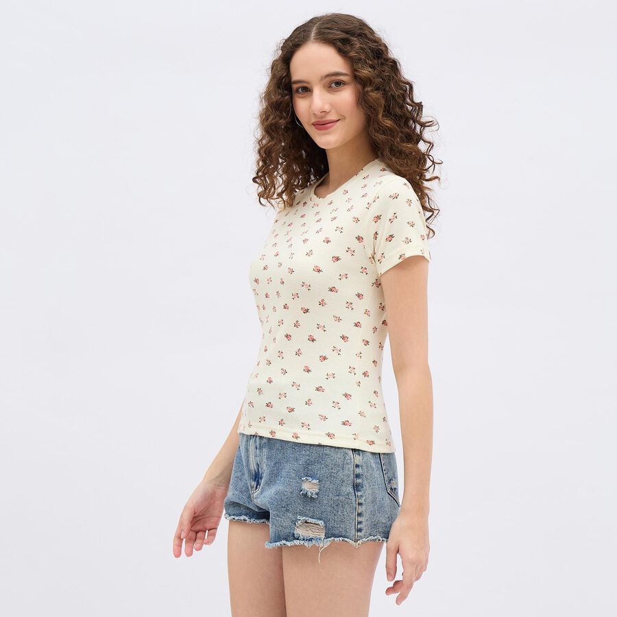 Ladies' Round Neck T-Shirt , Off White, large image number null