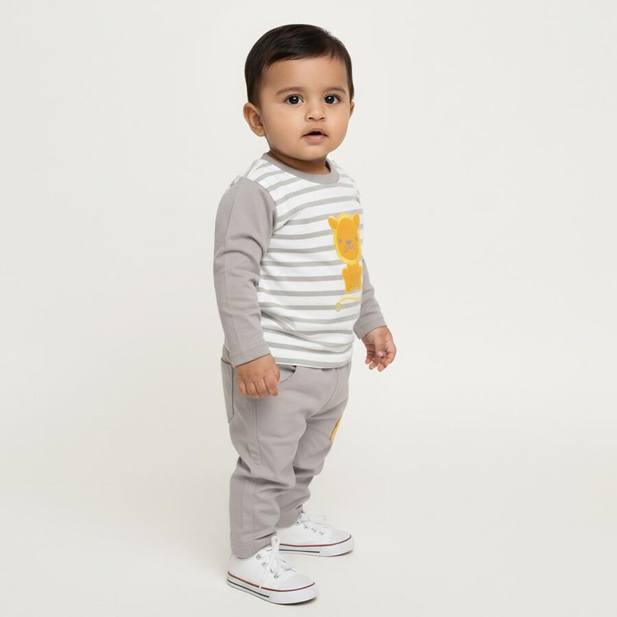 Infants' 100% Cotton Baba Suit, Light Grey, large image number null