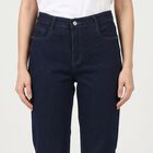 Women's Navy Blue Straight Fit Clean Wash Jeans, Dark Blue, small