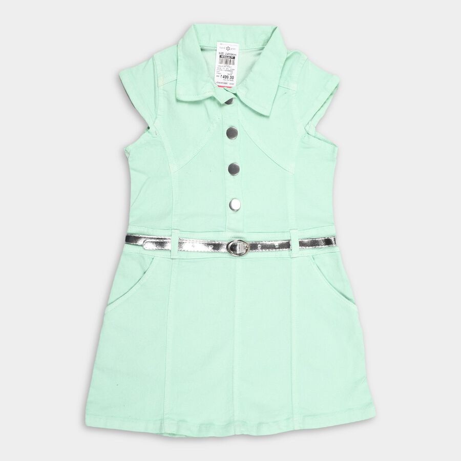Girl's Frock, हल्का हरा, large image number null