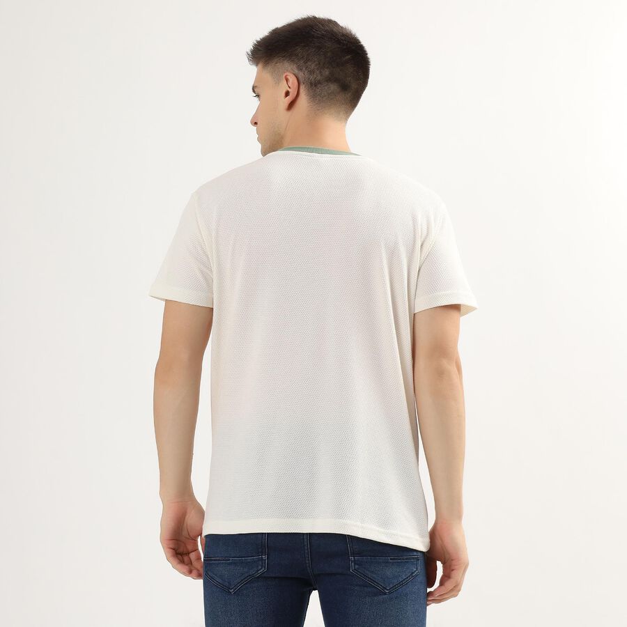 Men's Muted Sage Green Henley Neck Half Sleeve T-Shirt, गहरा हरा, large image number null