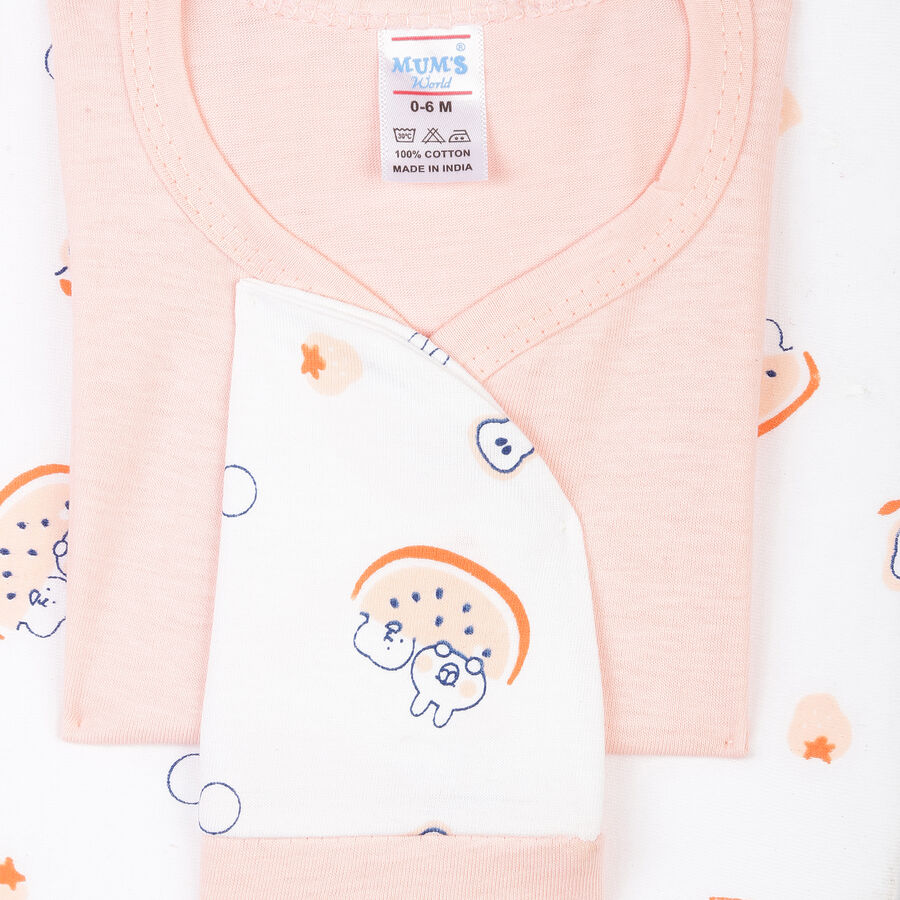 Infants Cotton Printed Baby Gift Set, Peach, large image number null