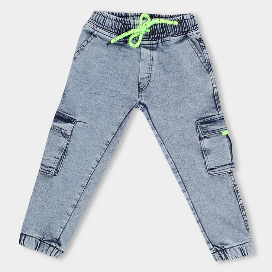 Boys' Light Blue Regular Fit Jogger Jeans, हल्का नीला, large image number null