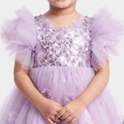 Girls' Lilac Fit and Flare Sequin Bodice Tulle Party Wear Frock, Lilac, small