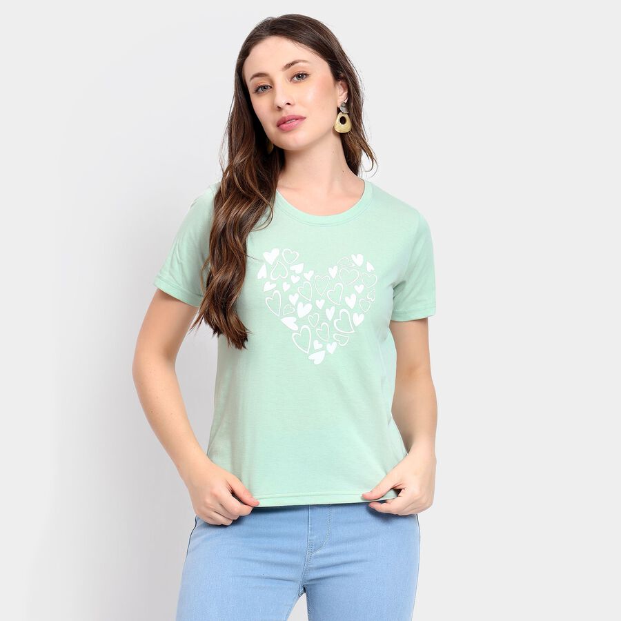 Ladies' Round Neck T-Shirt, Light Green, large image number null