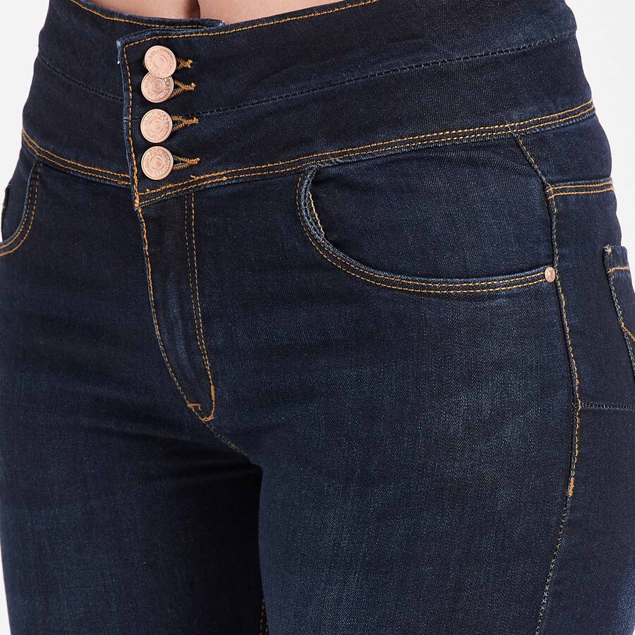 Basic Wash High Rise Jeans, Dark Blue, large image number null