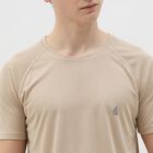 Men's Light Beige Crew Neck Athleisure T-Shirt, Beige, small