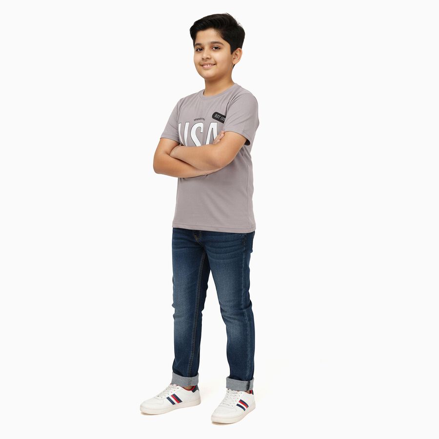 Boys' Half Sleeves T-Shirt, Light Grey, large image number null