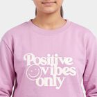 Girls' Lilac Crew Neck Graphic Print Sweatshirt, लाइलेक, small