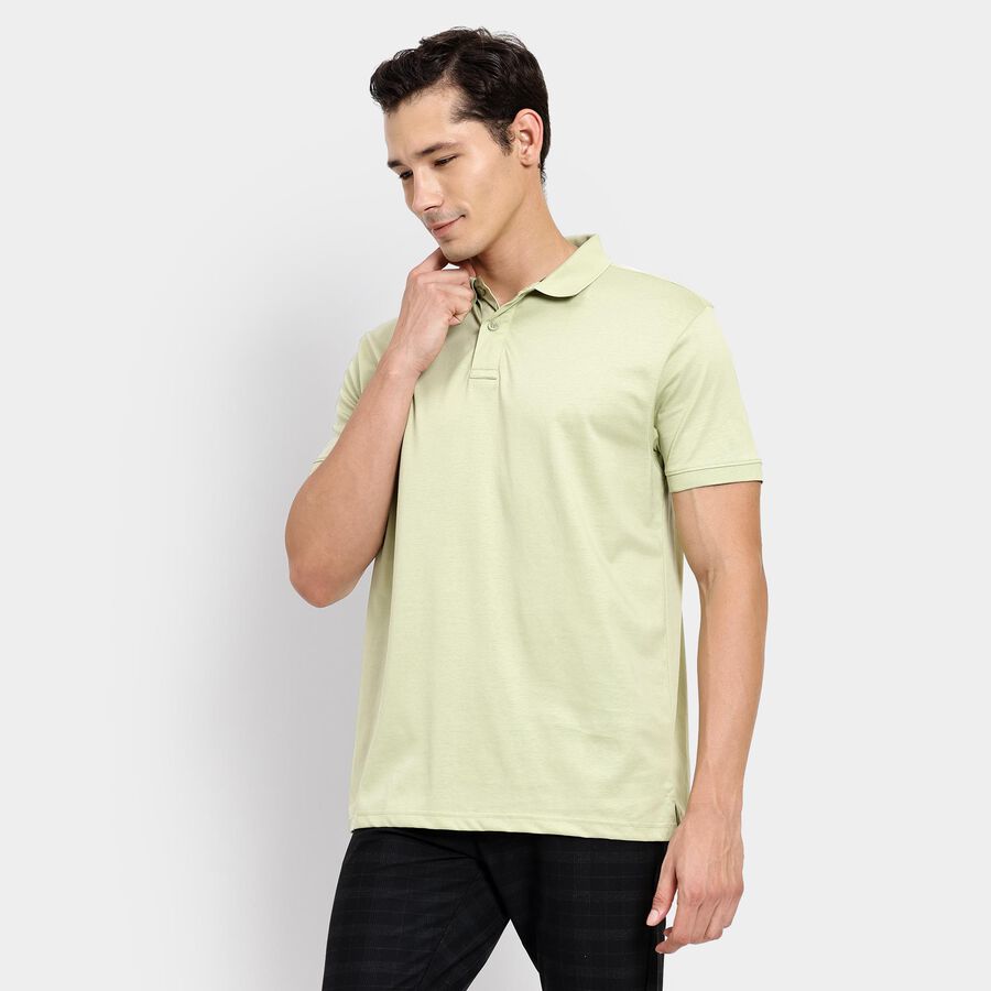 Men's 100% Cotton Collared Half Sleeves T-Shirt, हल्का हरा, large image number null