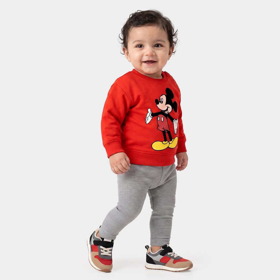 Infants' Red Cotton Crew Neck Pullover Sweatshirt, लाल, large