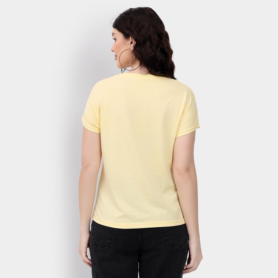 Ladies' Round Neck T-Shirt, Yellow, large