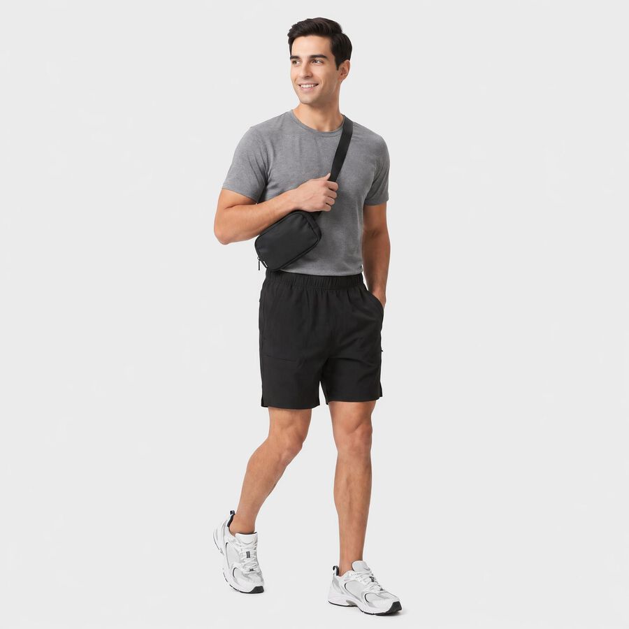 Men's Black Regular Fit Sports Shorts, Black, large