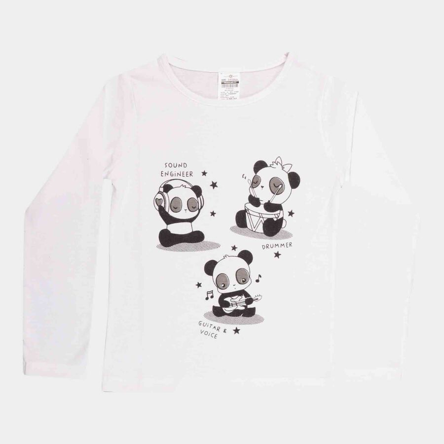 Girls Regular Round Neck Top, सफ़ेद, large image number null