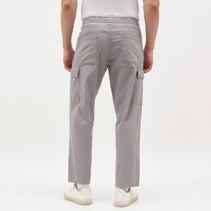 Men's Light Grey Slim Fit Cargo Trousers, Light Grey, large
