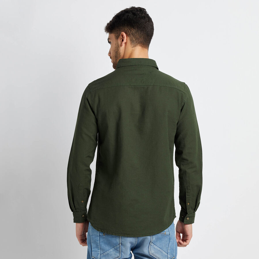 Cotton Solid Casual Shirt, Olive, large image number null