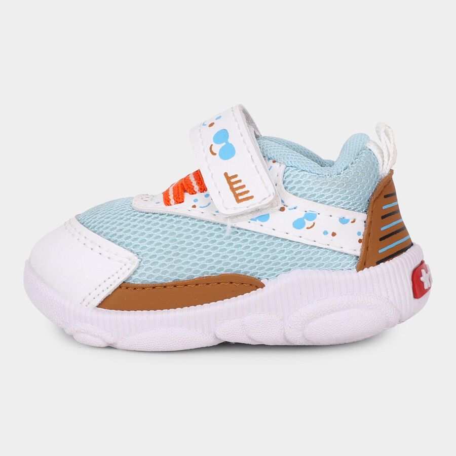 Boys Light Blue and White Velcro Casual Shoes, Blue, large image number null