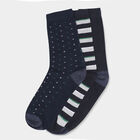 Cotton Spandex Stripes Socks, Navy Blue, small image number null