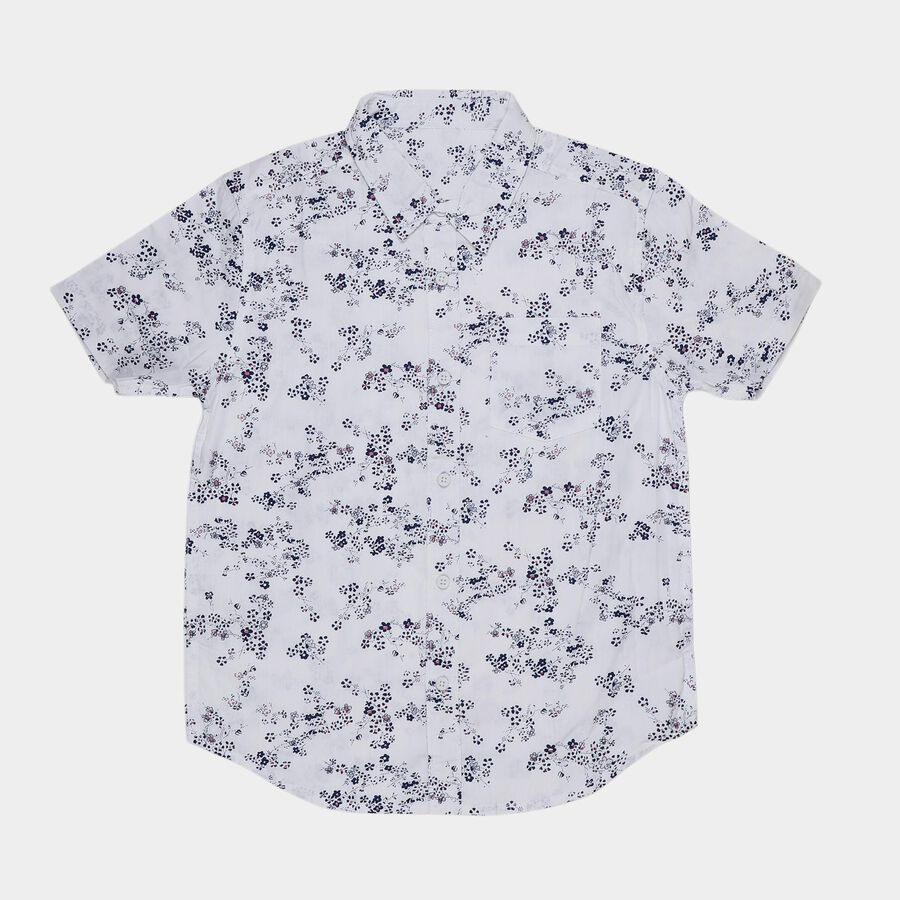 Boys White Cotton Classic Casual Shirt, White, large