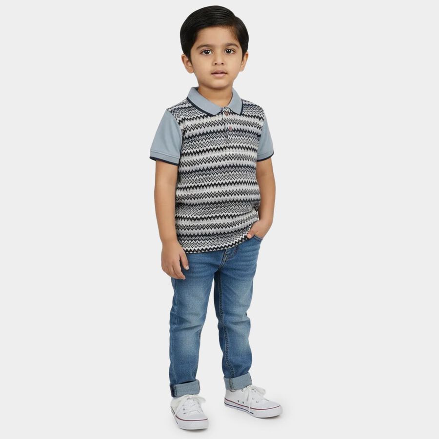 Boys Navy Blue Cotton Polo Neck Casual Boys T-Shirt, नेवी ब्लू, large