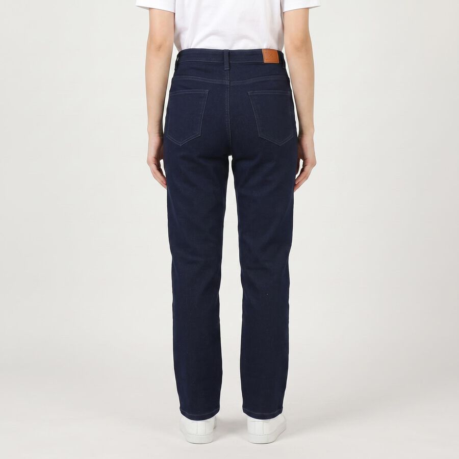 Women's Navy Blue Straight Fit Clean Wash Jeans, Dark Blue, large