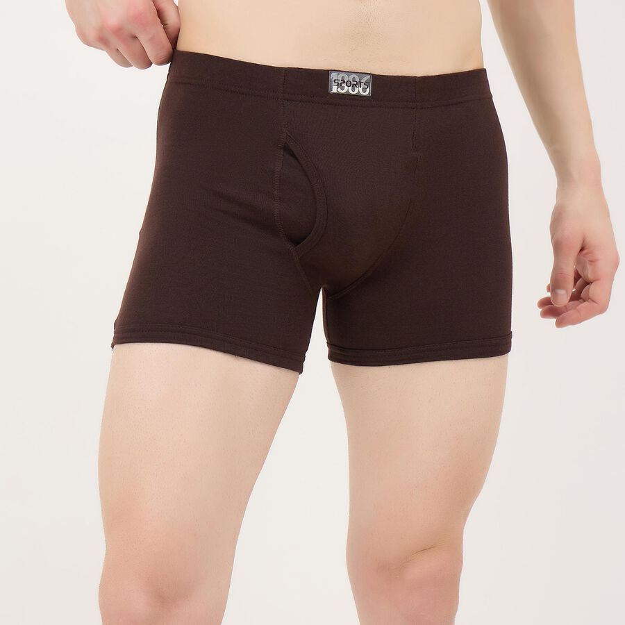 Men's Brown Regular Fit Cotton Trunks, भूरा, large