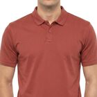 Men's Coral Cotton Polo Neck Solid Polo T-Shirt, Coral, small