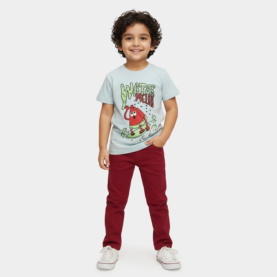 Boys' Half Sleeves T-Shirt, हल्का नीला, large