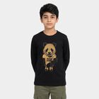 Boys Black Crew Neck Regular Boys T-Shirt, काला, small