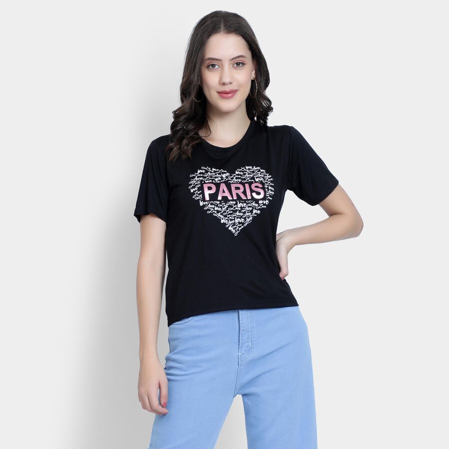 Ladies' Round Neck T-Shirt , Black, large image number null