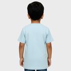 Boys' Light Blue Cotton Round Neck Cartoon Printed T-Shirt, Light Blue, small