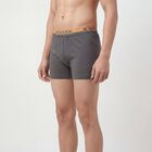 Men's Grey Regular Fit Cotton Trunks, Dark Grey, small