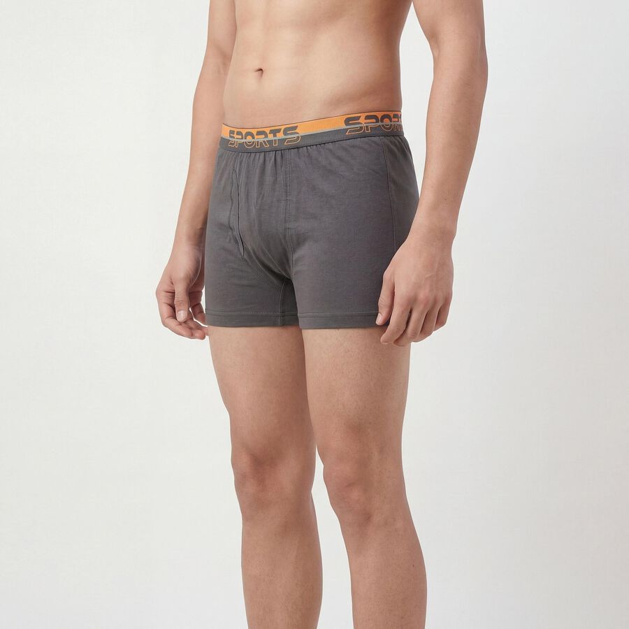 Men's Grey Regular Fit Cotton Trunks, Dark Grey, large
