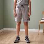 Boys Grey Regular Fit Athletic Bermuda Shorts, हल्का ग्रे, small