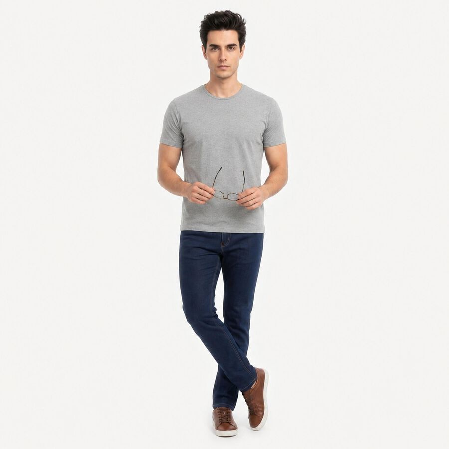Men's Blue Slim Fit Stretchable Jeans, मध्यम नीला, large