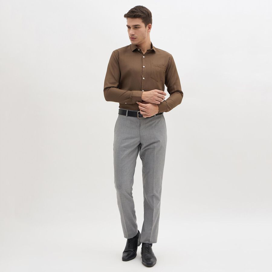 Men's Rich Chocolate Brown Full Sleeve Classic Formal Shirt, भूरा, large