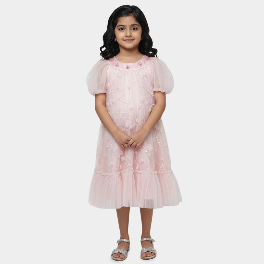 Girls' Frock, हल्का गुलाबी, large